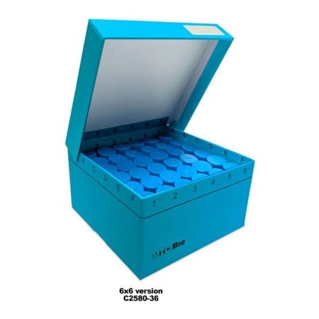 Mtc Bio MTC Bio Cardboard Freezer Box W/ Hinged Lid 5 ml Screw Cap MacroTubes, 36 Place, 5 Pack C2580-36